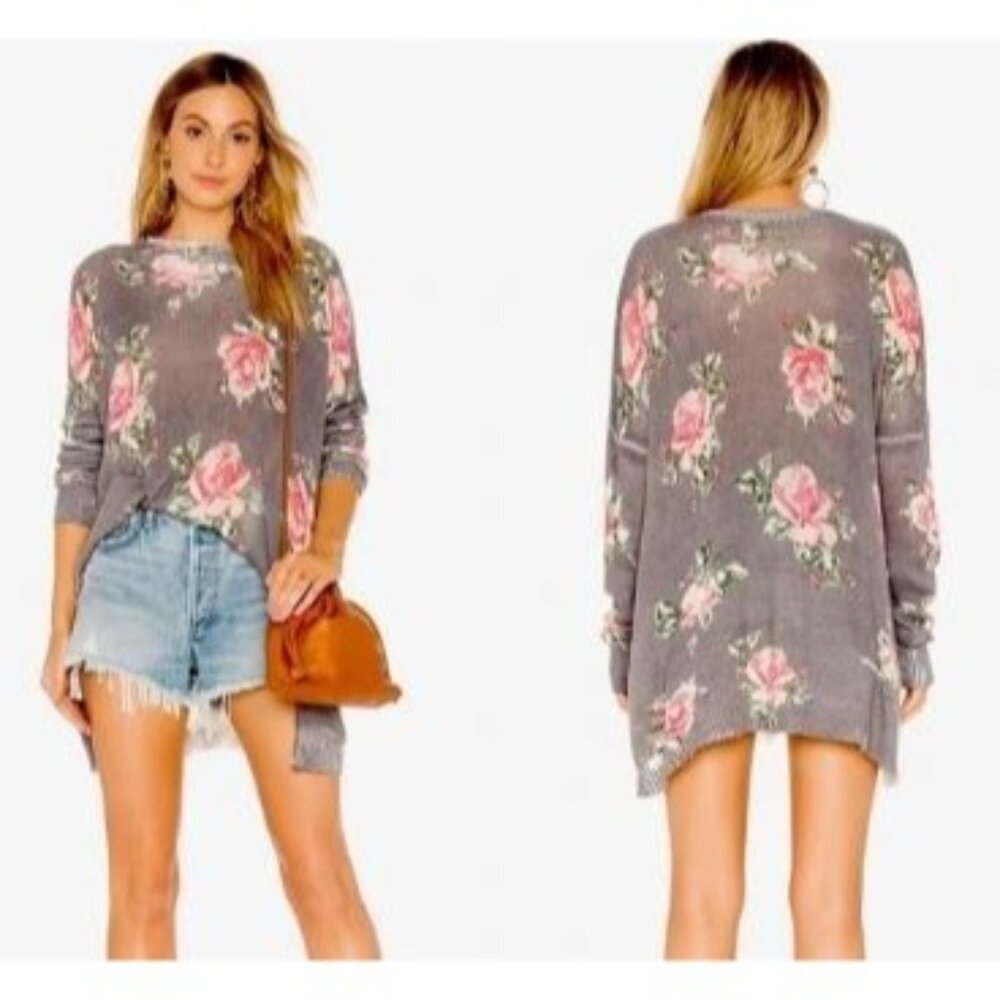 Show Me Your Mumu Lightweight Oversized Floral Knit Bonfire Sweater Size Small